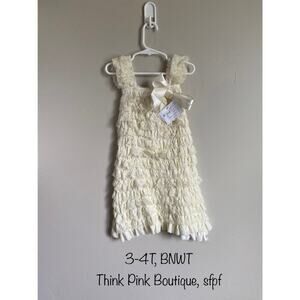 NWT Think Pink Bowtique Petti Cream Lace Dress